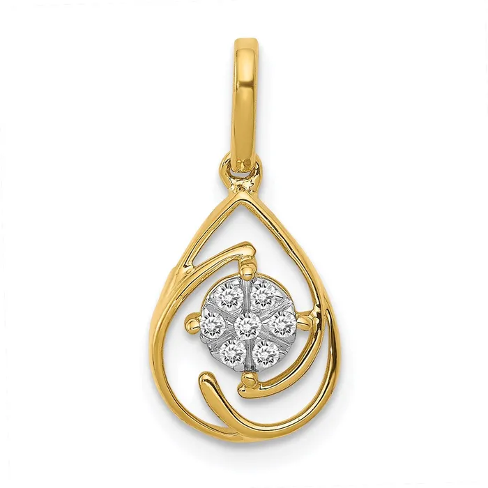 PreStyled Sets Goldia 14K Yellow Gold Polished 115ct Real Diamond Fancy Teardrop Pendant PreStyled Sets Goldia 14K Yellow Gold Polished 115ct Real Diamond Fancy Teardrop Pendant