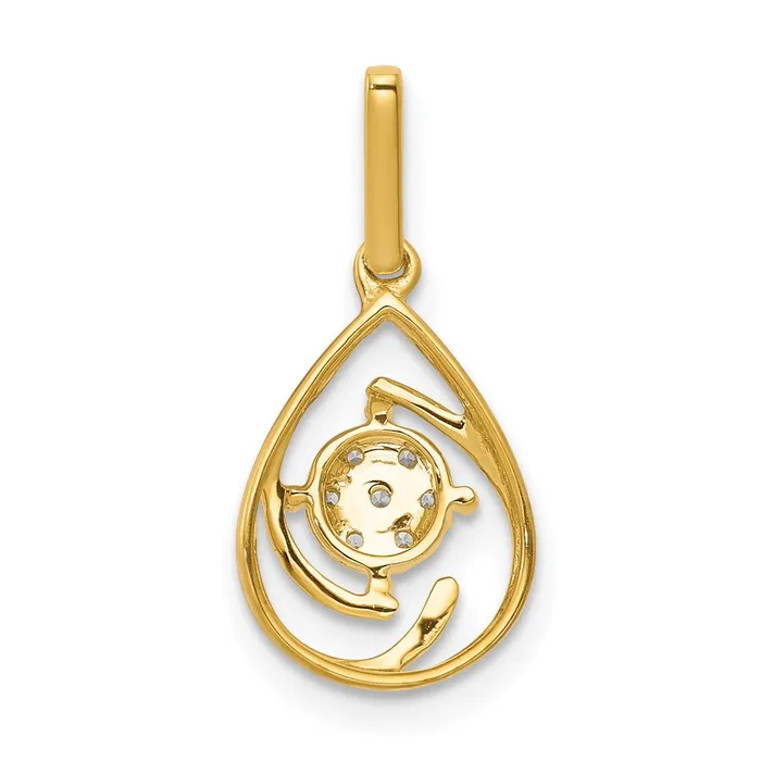 PreStyled Sets Goldia 14K Yellow Gold Polished 115ct Real Diamond Fancy Teardrop Pendant