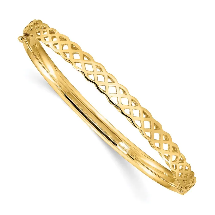 PreStyled Sets Goldia 14k Yellow Gold Polished Wavy Hinged Bangle