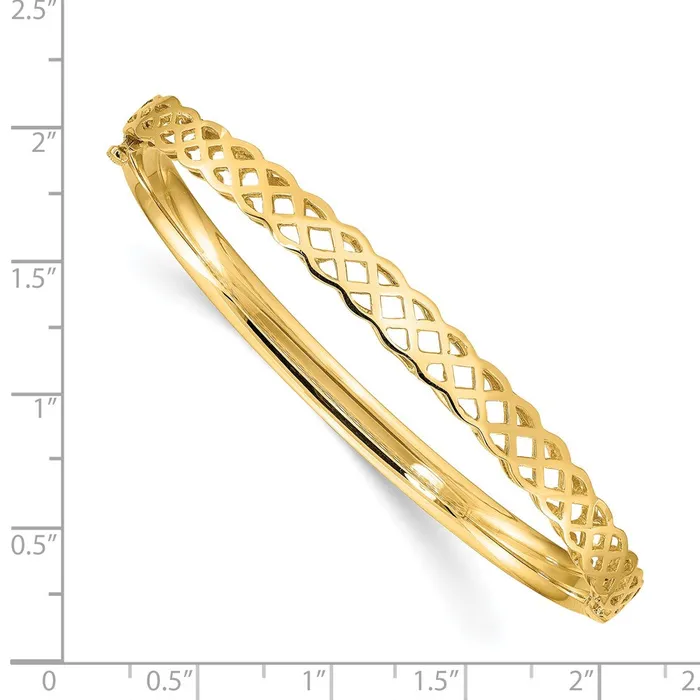 PreStyled Sets Goldia 14k Yellow Gold Polished Wavy Hinged Bangle