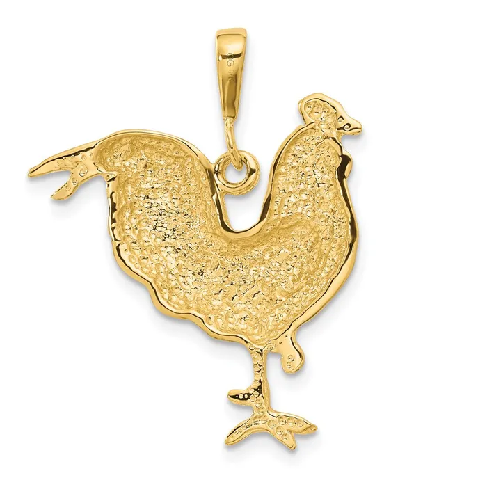 PreStyled Sets Goldia 14k Yellow Gold Solid Polished OpenBacked Rooster Pendant