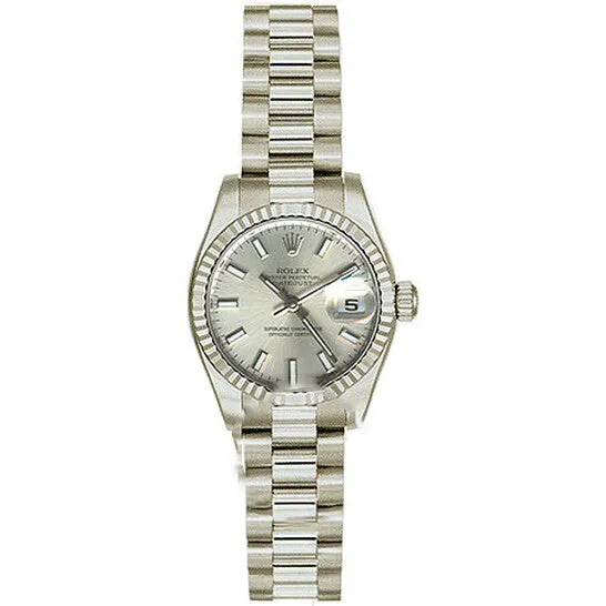 PreStyled Sets Original Rolex LadyDatejust 26 Silver Dial 18K White Gold President Automatic Ladies Watch 179179SSP JMS always PreStyled Sets Original Rolex LadyDatejust 26 Silver Dial 18K White Gold President Automatic Ladies Watch 179179SSP JMS always