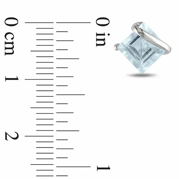 PrincessCut Aquamarine Overlay Stud Earrings in 10K White Gold Goldia Earrings PrincessCut Aquamarine Overlay Stud Earrings in 10K White Gold Goldia Earrings