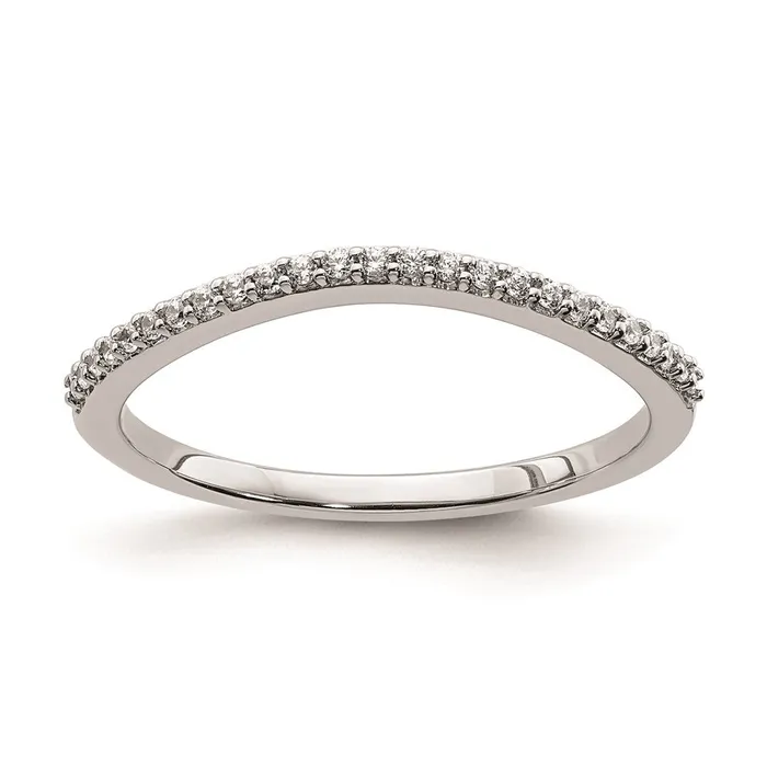 Rings 012ct CZ Solid Real 14k White Gold Contoured Wedding Band Ring Goldia