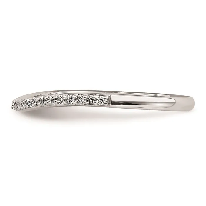 Rings 012ct CZ Solid Real 14k White Gold Contoured Wedding Band Ring Goldia