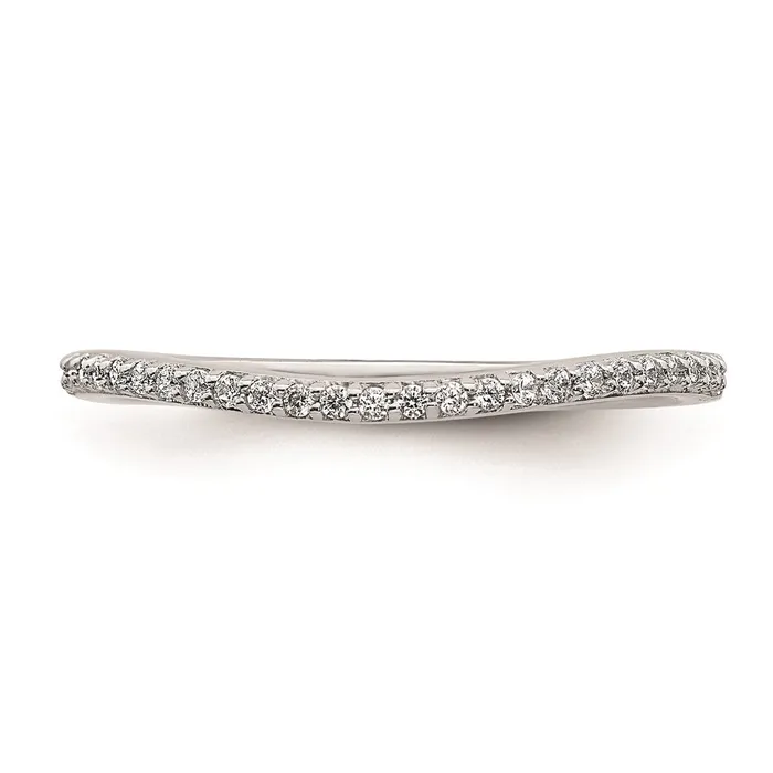 Rings 012ct CZ Solid Real 14k White Gold Contoured Wedding Band Ring Goldia