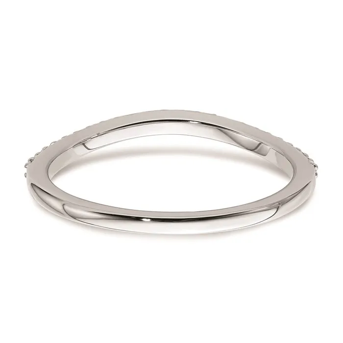 Rings 012ct CZ Solid Real 14k White Gold Contoured Wedding Band Ring Goldia