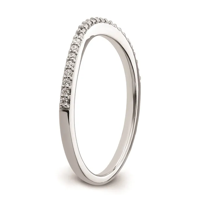 Rings 012ct CZ Solid Real 14k White Gold Contoured Wedding Band Ring Goldia