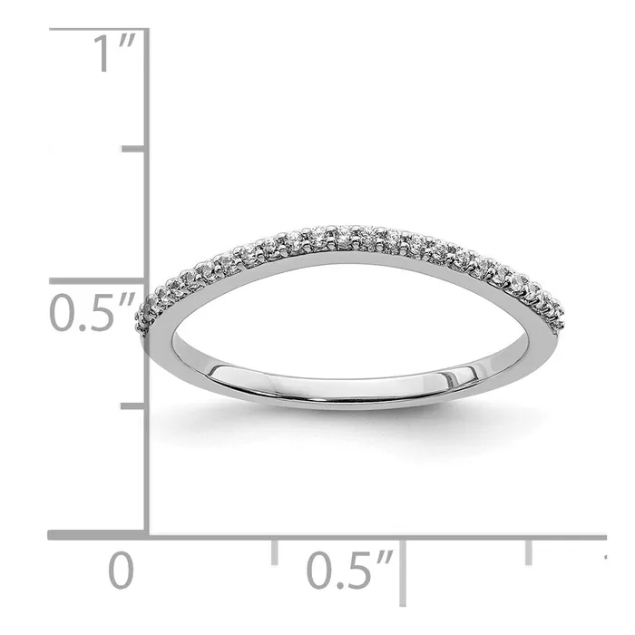 Rings 012ct CZ Solid Real 14k White Gold Contoured Wedding Band Ring Goldia