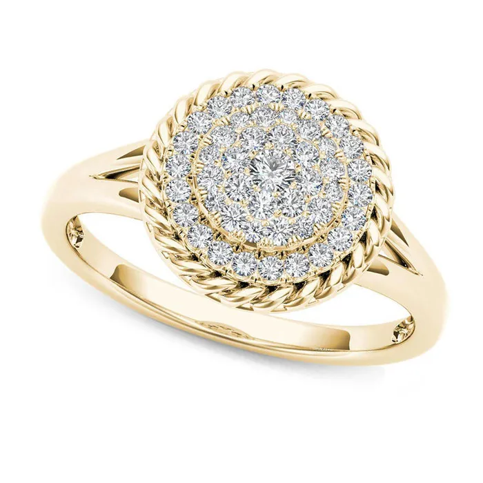 Rings 025 CT TW Composite Natural Diamond Rope Frame Split Shank Ring in Solid 10K Yellow Gold Goldia Rings 025 CT TW Composite Natural Diamond Rope Frame Split Shank Ring in Solid 10K Yellow Gold Goldia