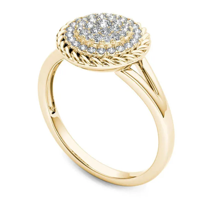 Rings 025 CT TW Composite Natural Diamond Rope Frame Split Shank Ring in Solid 10K Yellow Gold Goldia Rings 025 CT TW Composite Natural Diamond Rope Frame Split Shank Ring in Solid 10K Yellow Gold Goldia