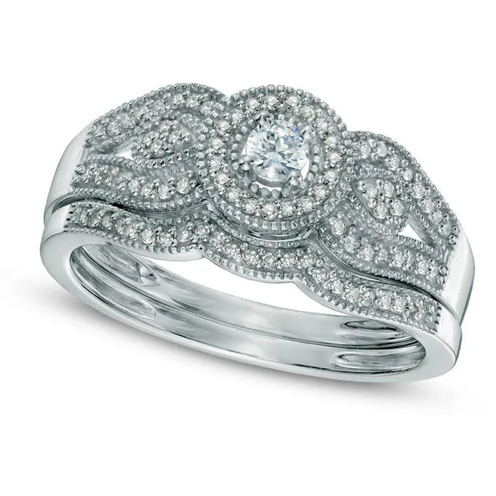 Rings 025 CT TW Natural Diamond Antique VintageStyle Frame Bridal Engagement Ring Set in Solid 10K White Gold Goldia Rings 025 CT TW Natural Diamond Antique VintageStyle Frame Bridal Engagement Ring Set in Solid 10K White Gold Goldia