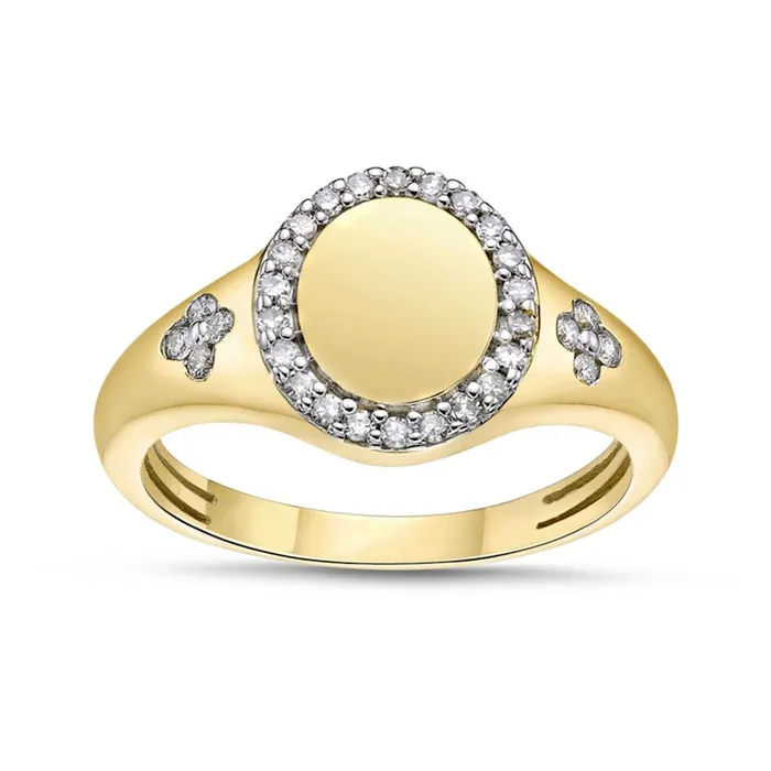 Rings 025 CT TW Natural Diamond Frame Signet Ring in Solid 10K Yellow Gold Goldia Rings 025 CT TW Natural Diamond Frame Signet Ring in Solid 10K Yellow Gold Goldia