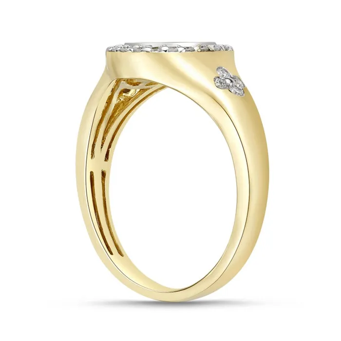 Rings 025 CT TW Natural Diamond Frame Signet Ring in Solid 10K Yellow Gold Goldia Rings 025 CT TW Natural Diamond Frame Signet Ring in Solid 10K Yellow Gold Goldia