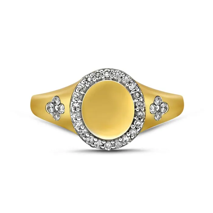 Rings 025 CT TW Natural Diamond Frame Signet Ring in Solid 10K Yellow Gold Goldia Rings 025 CT TW Natural Diamond Frame Signet Ring in Solid 10K Yellow Gold Goldia