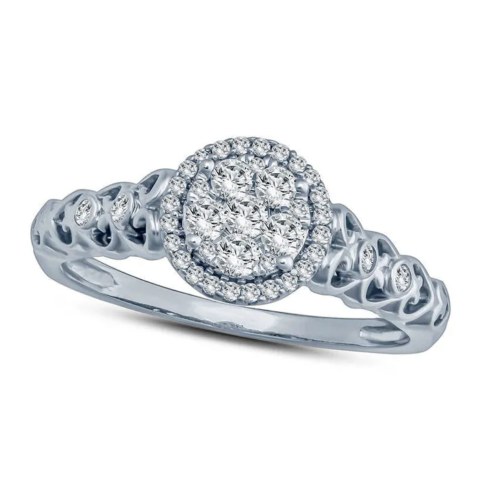 Rings 033 CT TW Composite Natural Diamond Frame Heart Shank Engagement Ring in Solid 10K White Gold Goldia Rings 033 CT TW Composite Natural Diamond Frame Heart Shank Engagement Ring in Solid 10K White Gold Goldia
