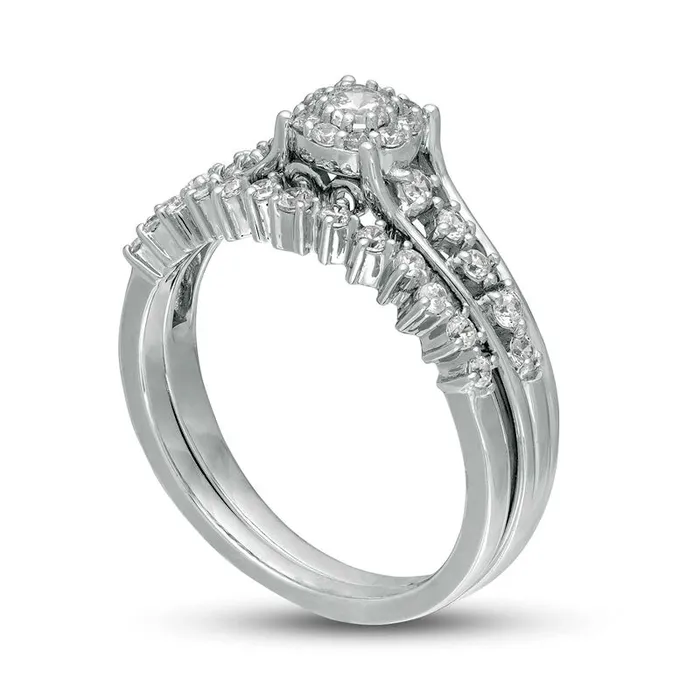 Rings 050 CT TW Natural Diamond Frame Bridal Engagement Ring Set in Solid 10K White Gold Goldia Rings 050 CT TW Natural Diamond Frame Bridal Engagement Ring Set in Solid 10K White Gold Goldia