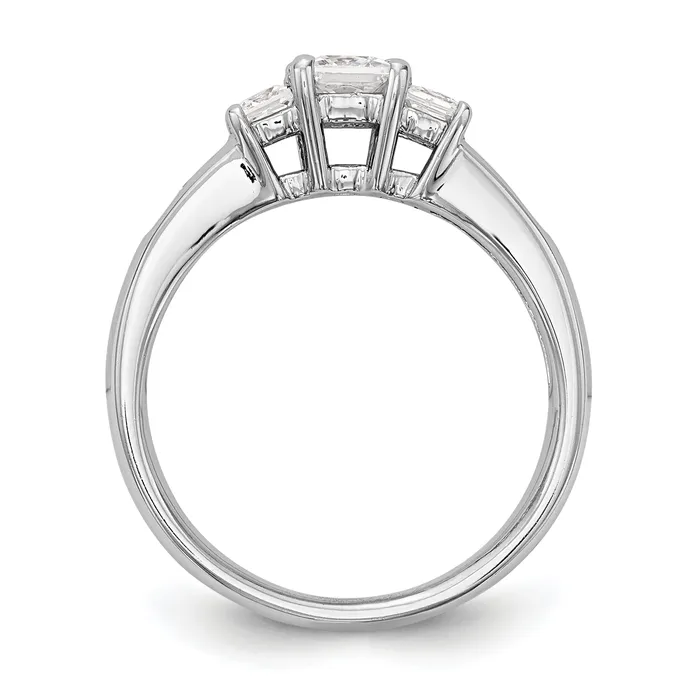 Rings 050ct CZ Solid Real 14K White Gold 3Stone Engagement Ring Goldia