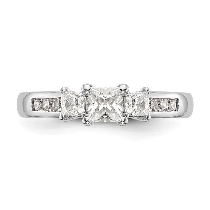 Rings 050ct CZ Solid Real 14K White Gold 3Stone Engagement Ring Goldia