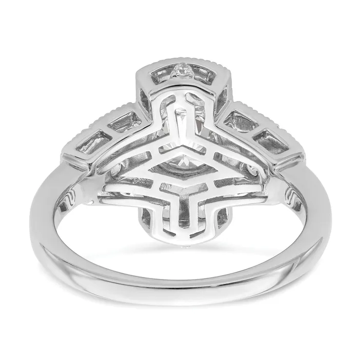 Rings 065ct CZ Solid Real 14k White Polished Art Deco 65ct Round Ctr Dia Engagement Ring Goldia