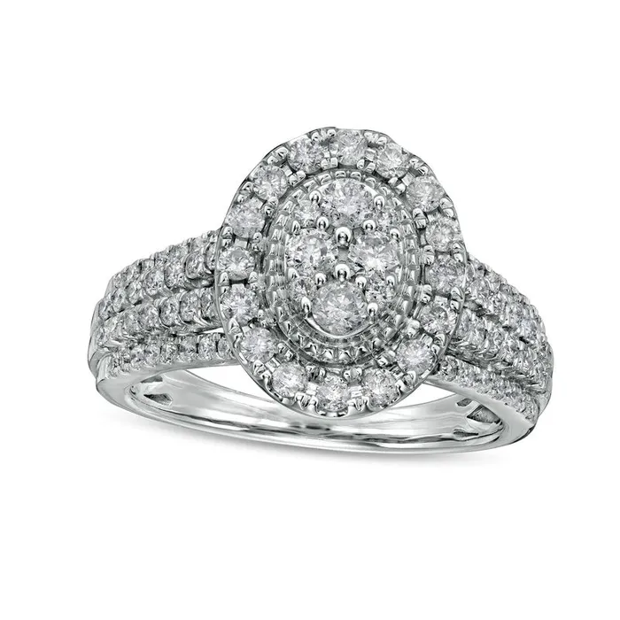 Rings 10 CT TW Composite Oval Natural Diamond Frame Antique VintageStyle Engagement Ring in Solid 10K White Gold Goldia Rings 10 CT TW Composite Oval Natural Diamond Frame Antique VintageStyle Engagement Ring in Solid 10K White Gold Goldia