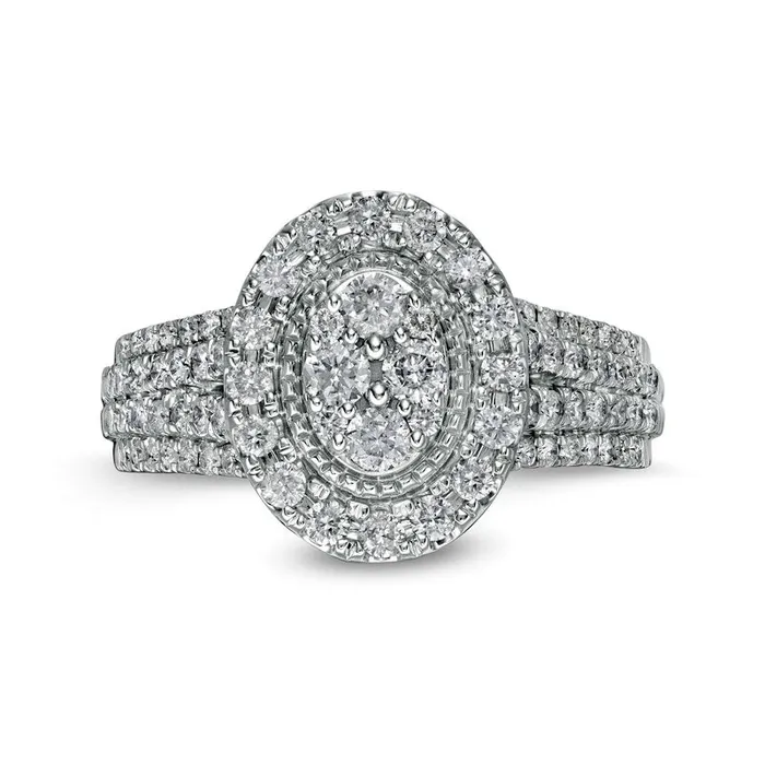 Rings 10 CT TW Composite Oval Natural Diamond Frame Antique VintageStyle Engagement Ring in Solid 10K White Gold Goldia Rings 10 CT TW Composite Oval Natural Diamond Frame Antique VintageStyle Engagement Ring in Solid 10K White Gold Goldia