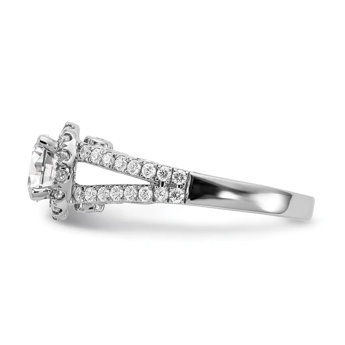 Rings 100ct CZ Solid Real 14K White Gold Round Halo Engagement Ring Goldia