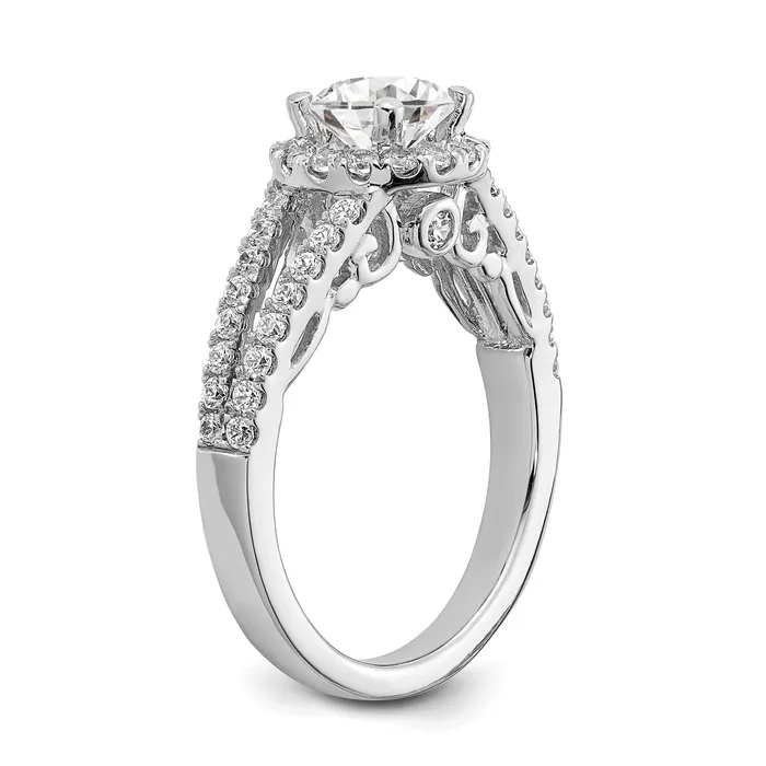 Rings 100ct CZ Solid Real 14K White Gold Round Halo Engagement Ring Goldia
