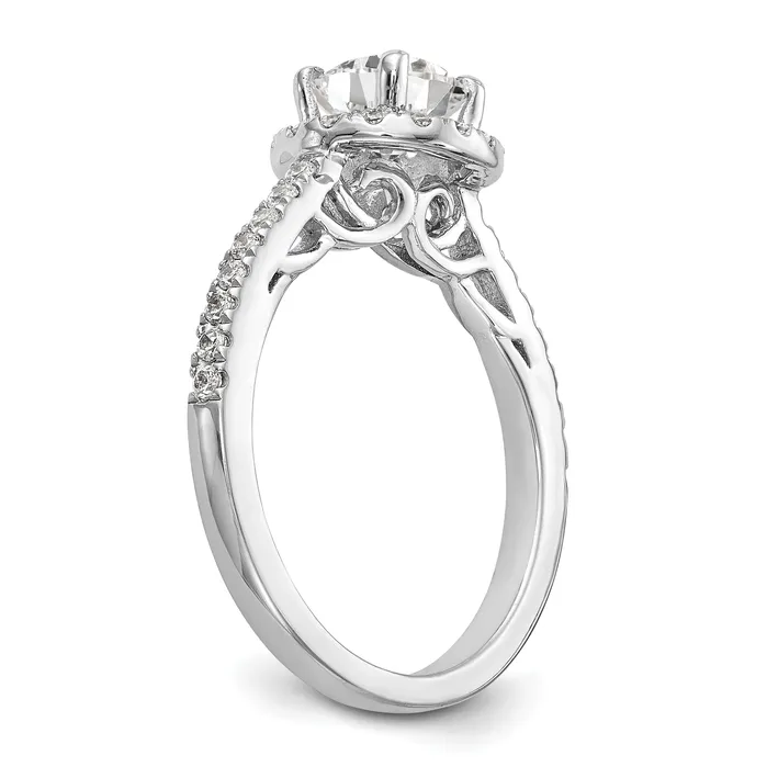 Rings 100ct CZ Solid Real 14K White Gold Round Halo Engagement Ring Goldia
