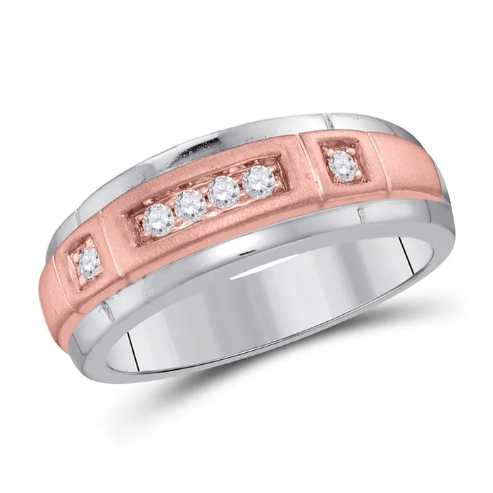 Rings 10k Twotone Gold Round Diamond Wedding Band Ring 14 Cttw gndatlanta Rings 10k Twotone Gold Round Diamond Wedding Band Ring 14 Cttw gndatlanta