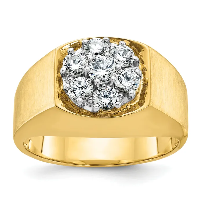 Rings 14k TwoTone 1 Ct Lab Grown Diamond VSSI G Mens Cluster Ring Goldia Rings 14k TwoTone 1 Ct Lab Grown Diamond VSSI G Mens Cluster Ring Goldia