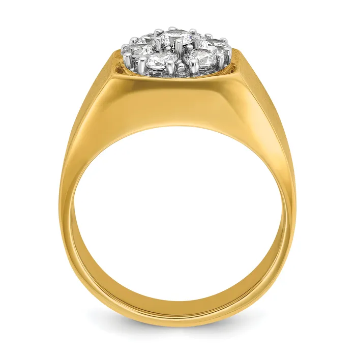 Rings 14k TwoTone 1 Ct Lab Grown Diamond VSSI G Mens Cluster Ring Goldia