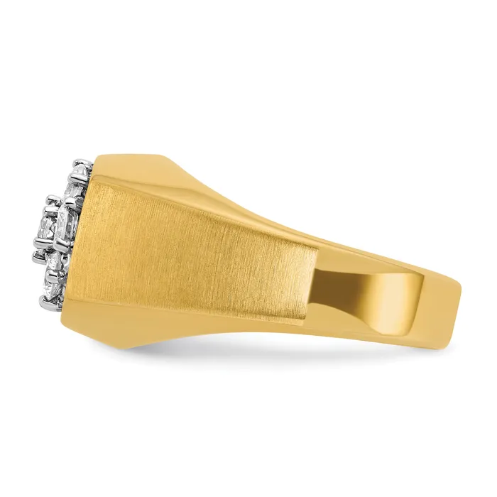 Rings 14k TwoTone 1 Ct Lab Grown Diamond VSSI G Mens Cluster Ring Goldia