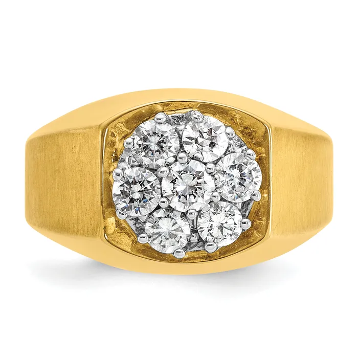 Rings 14k TwoTone 1 Ct Lab Grown Diamond VSSI G Mens Cluster Ring Goldia