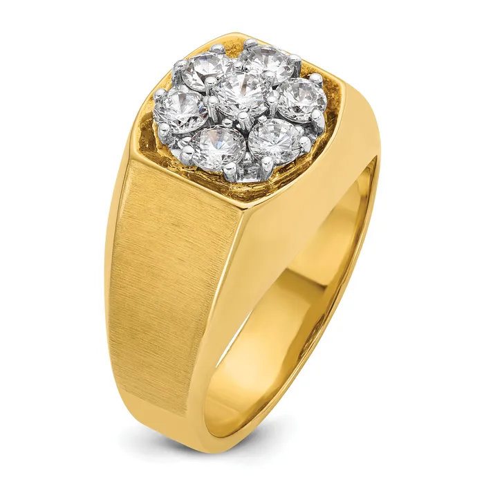 Rings 14k TwoTone 1 Ct Lab Grown Diamond VSSI G Mens Cluster Ring Goldia