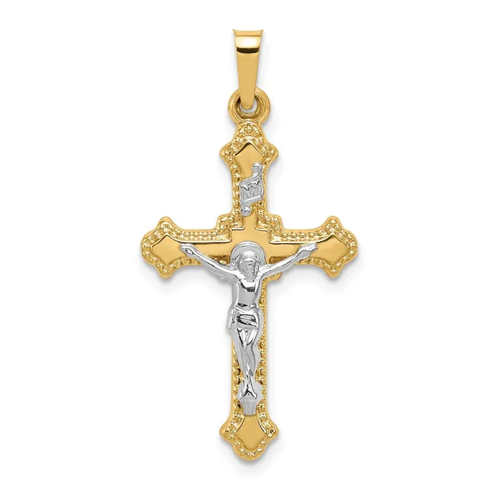 Rings 14k Twotone Gold Polished INRI Crucifix Pendant Goldia