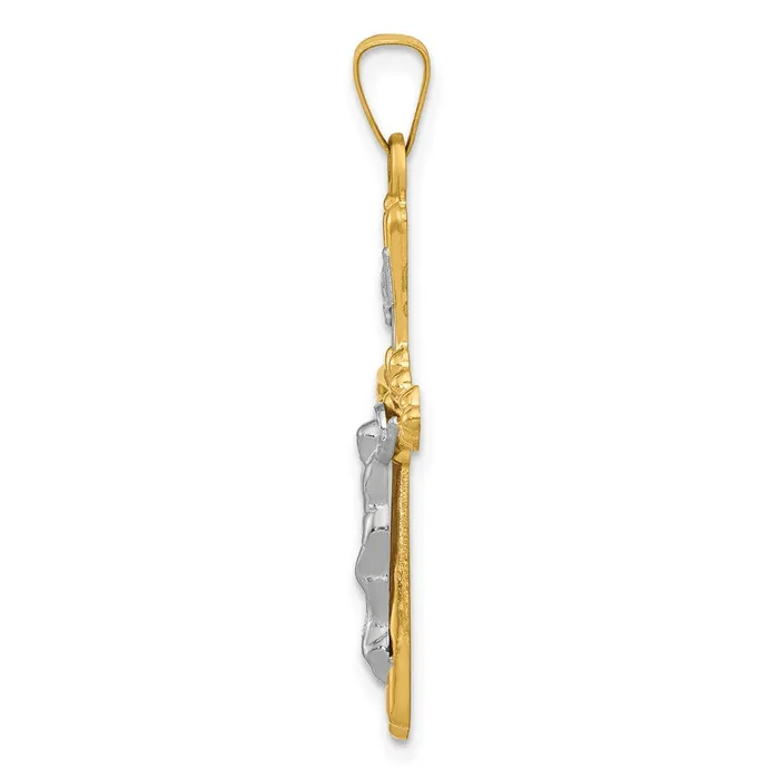 Rings 14k Twotone Gold Polished INRI Crucifix Pendant Goldia