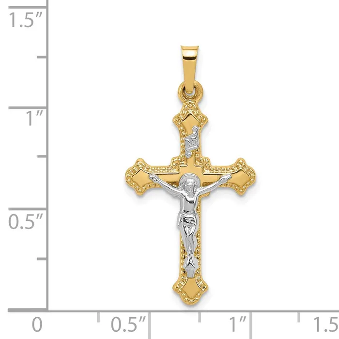 Rings 14k Twotone Gold Polished INRI Crucifix Pendant Goldia