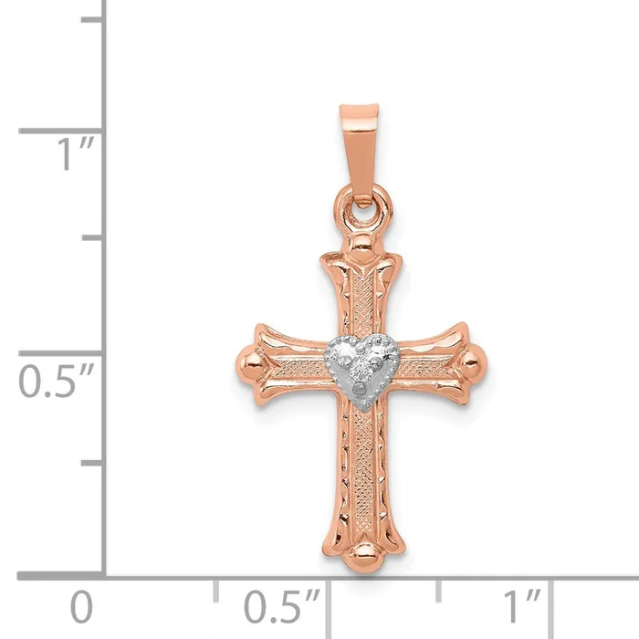 Rings 14k Two tone Rose and White Gold Diamond Cross Pendant Goldiacom