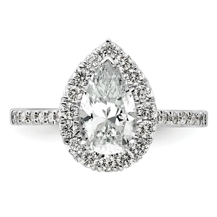 Rings 14k White Gold 58 Ct Lab Grown Diamond VSSI G 1 12 Ct Center Pear Halo Engagement Ring Goldia