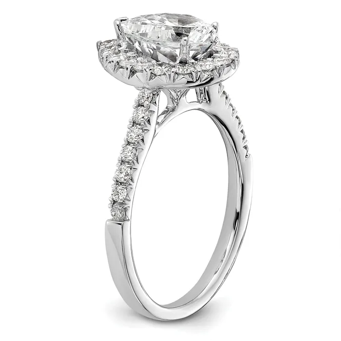 Rings 14k White Gold 58 Ct Lab Grown Diamond VSSI G 1 12 Ct Center Pear Halo Engagement Ring Goldia