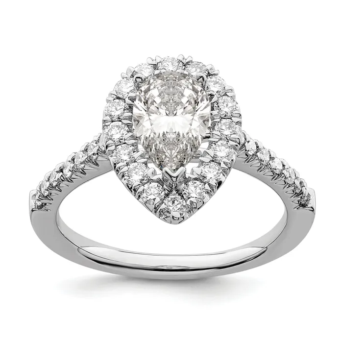 Rings 14k White Gold 58 Ct Lab Grown Diamond VSSI G 1 12 Ct Center Pear Halo Engagement Ring Goldia