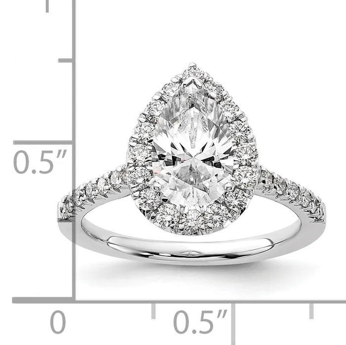 Rings 14k White Gold 58 Ct Lab Grown Diamond VSSI G 1 12 Ct Center Pear Halo Engagement Ring Goldia