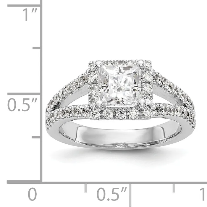 Rings 14K White Gold Diamond Princess CZ Square Halo Engagement Ring Goldiacom