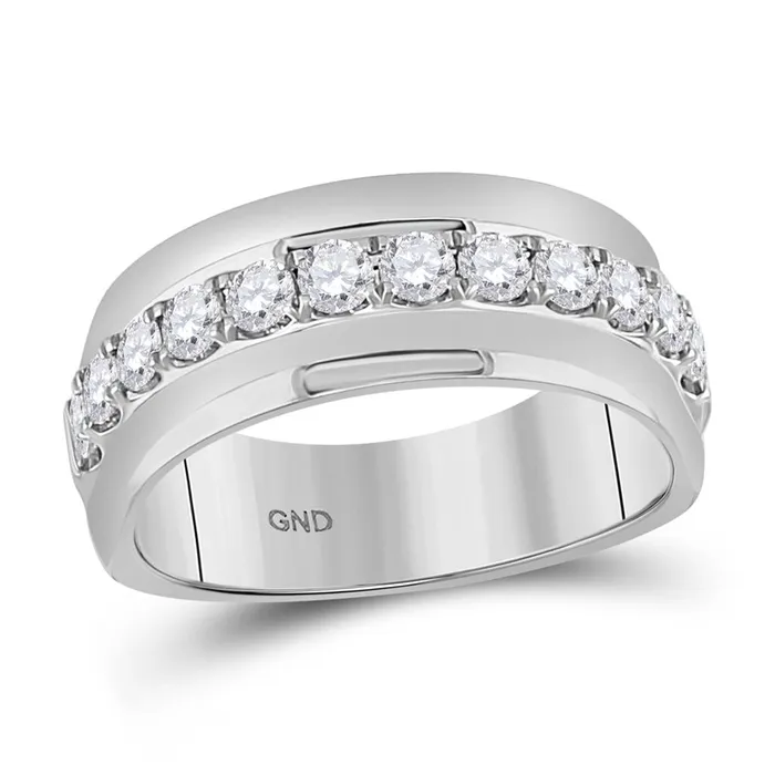 Rings 14k White Gold Machine Set Round Diamond Wedding Band Ring 1 Cttw gndatlanta Rings 14k White Gold Machine Set Round Diamond Wedding Band Ring 1 Cttw gndatlanta