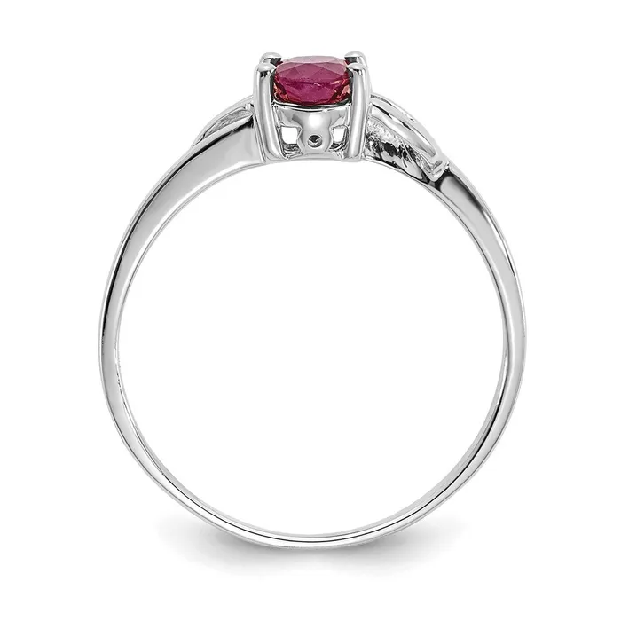 Rings 14K White Gold Polished Geniune Ruby Birthstone Ring Goldia