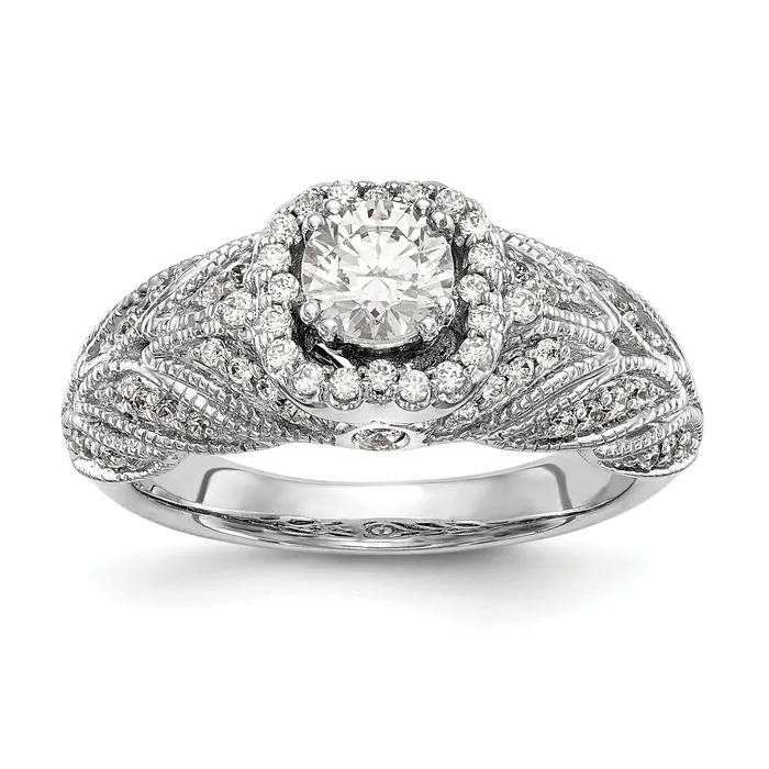 Rings 14K White Gold Round Simulated Diamond Halo Engagement Ring Goldiacom Rings 14K White Gold Round Simulated Diamond Halo Engagement Ring Goldiacom