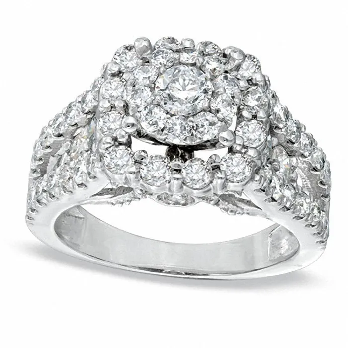 Rings 20 CT TW Natural Diamond Split Shank Engagement Ring in Solid 14K White Gold Goldia Rings 20 CT TW Natural Diamond Split Shank Engagement Ring in Solid 14K White Gold Goldia