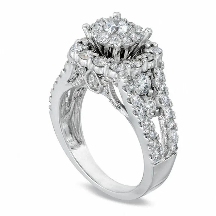 Rings 20 CT TW Natural Diamond Split Shank Engagement Ring in Solid 14K White Gold Goldia Rings 20 CT TW Natural Diamond Split Shank Engagement Ring in Solid 14K White Gold Goldia