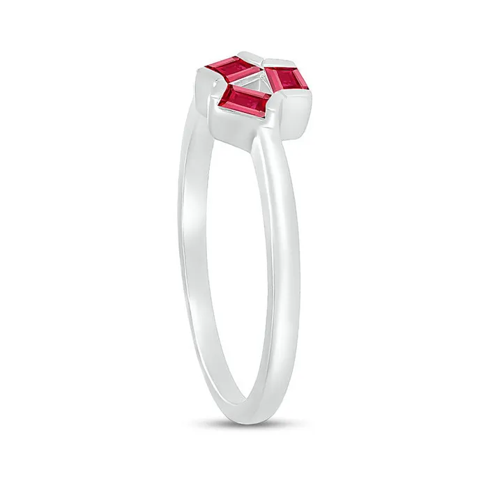 Rings Baguette LabCreated Ruby Three Stone Open Triangle Geometric Ring in Sterling Silver Goldia Rings Baguette LabCreated Ruby Three Stone Open Triangle Geometric Ring in Sterling Silver Goldia